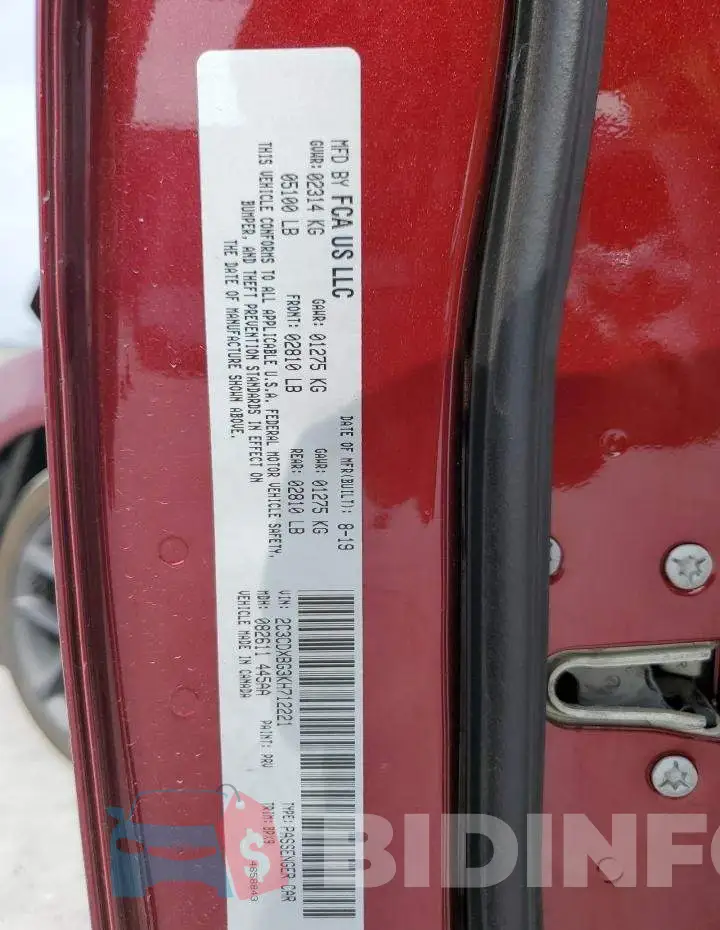 2C3CDXBG3KH712221 Photo# 12