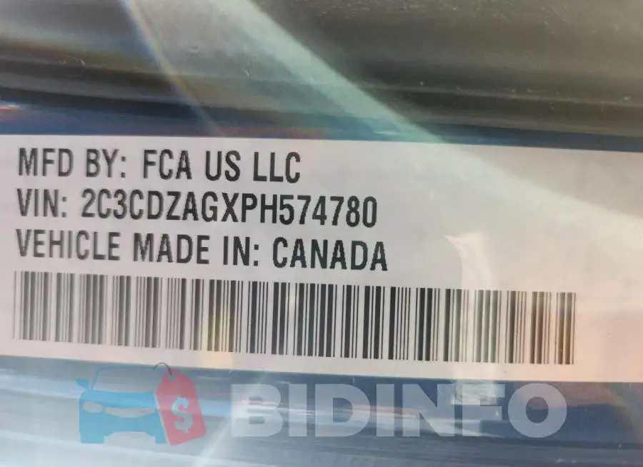 2C3CDZAGXPH574780 Photo# 12