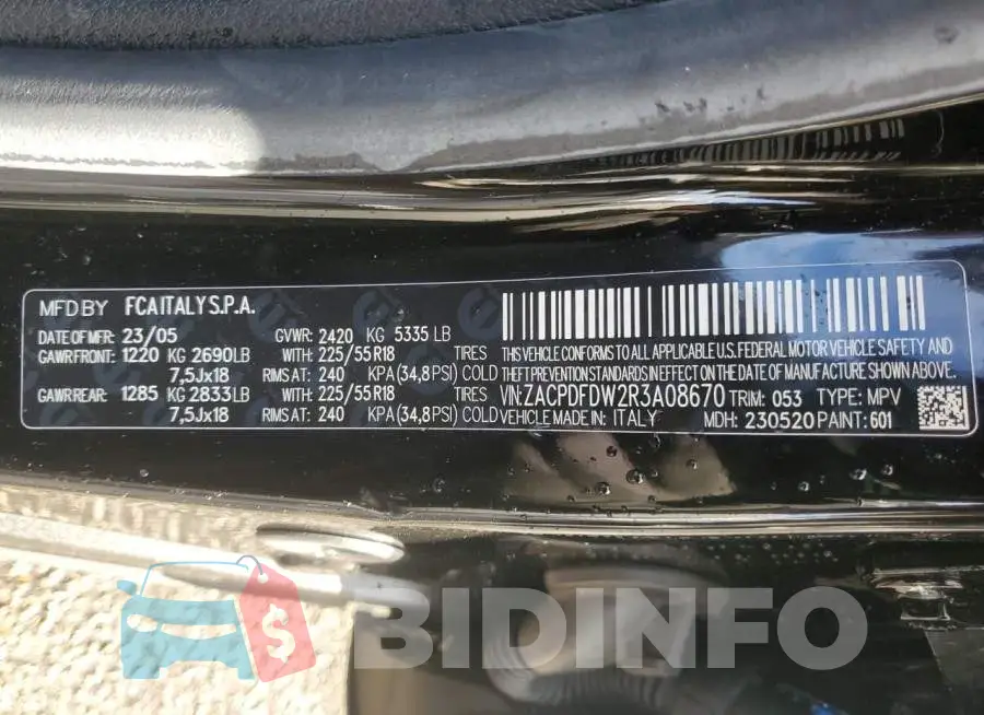 ZACPDFDW2R3A08670 Photo# 13