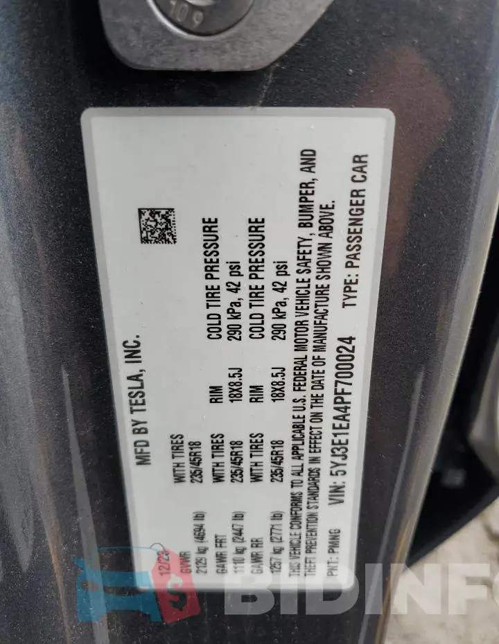 5YJ3E1EA4PF700024 Photo# 12