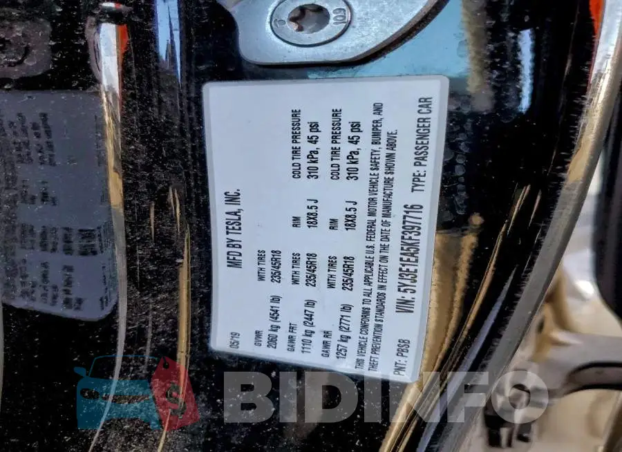 5YJ3E1EA5KF397716 Photo# 12