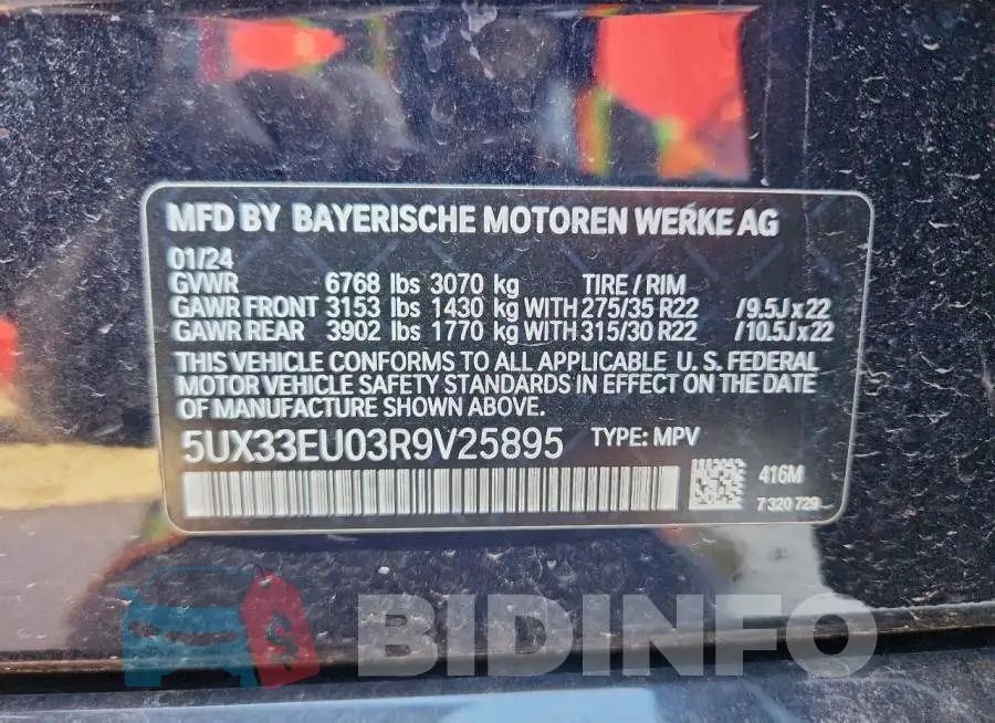 5UX33EU03R9V25895 Photo# 13