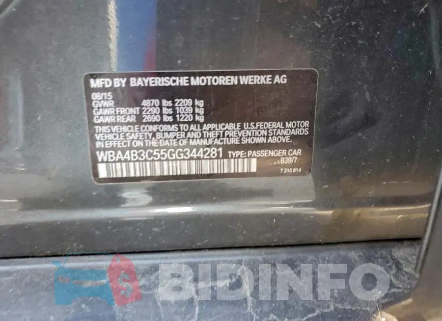 WBA4B3C55GG344281 Photo# 12