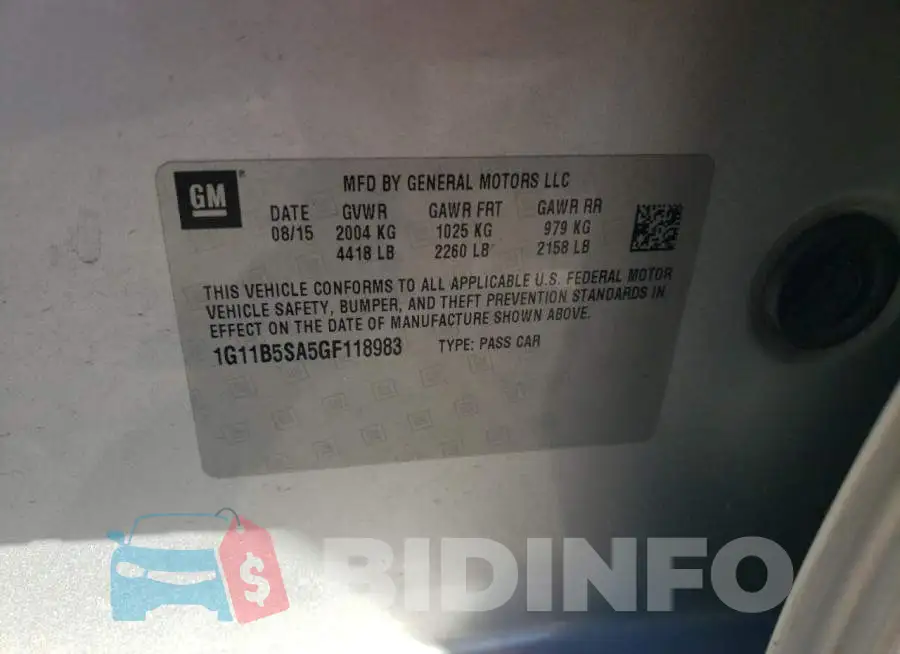 1G11B5SA5GF118983 Photo# 12