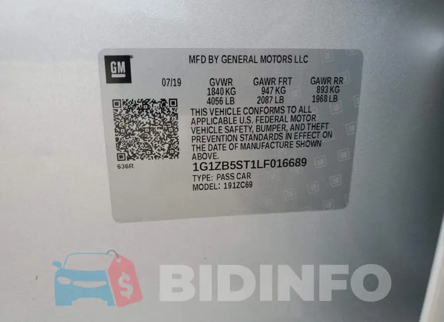 1G1ZB5ST1LF016689 Photo# 13