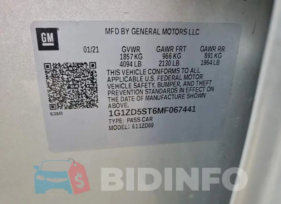 1G1ZD5ST6MF067441 Photo# 12