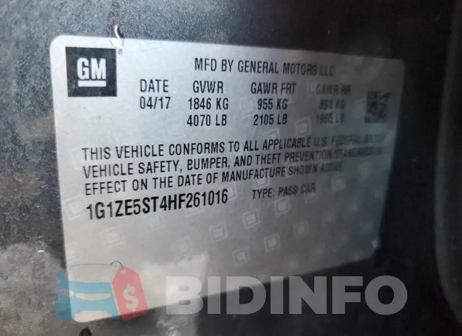 1G1ZE5ST4HF261016 Photo# 12