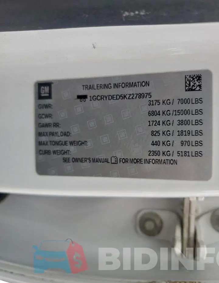 1GCRYDED5KZ278975 Photo# 12