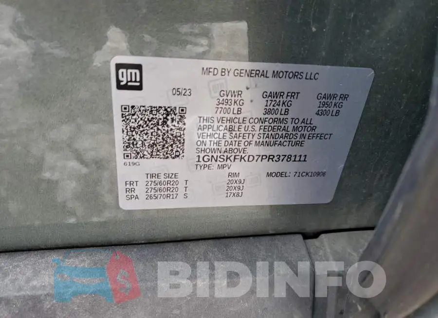 1GNSKFKD7PR378111 Photo# 13