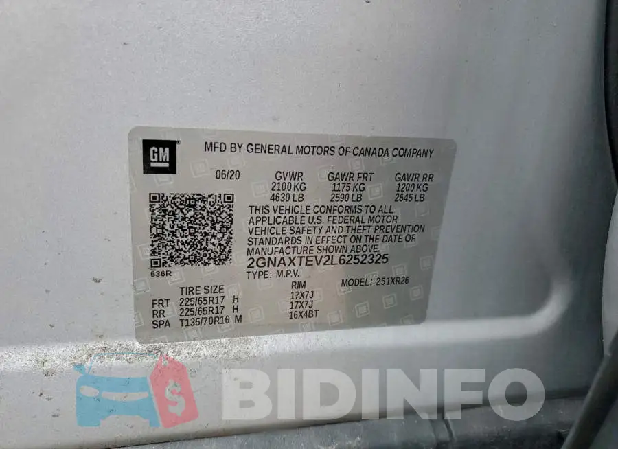 2GNAXTEV2L6252325 Photo# 13