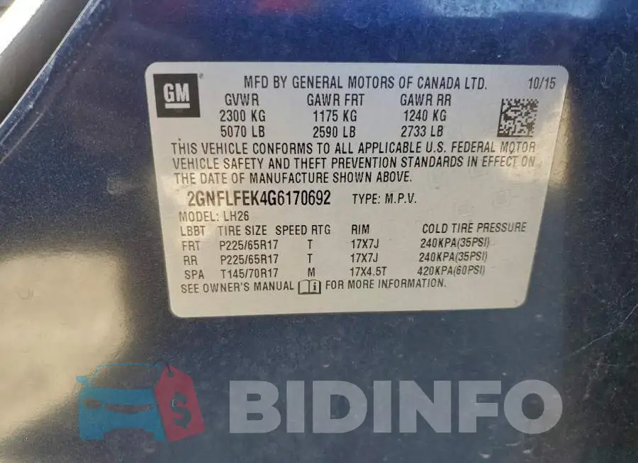 2GNFLFEK4G6170692 Photo# 13