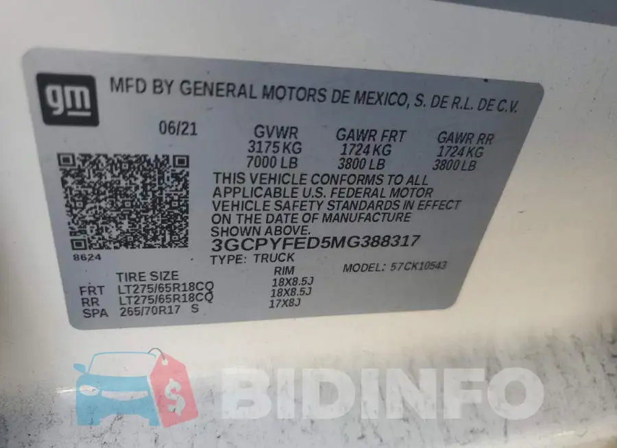 3GCPYFED5MG388317 Photo# 12