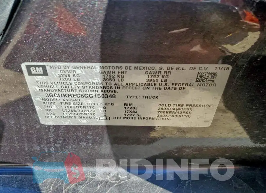 3GCUKREC8GG150348 Photo# 12