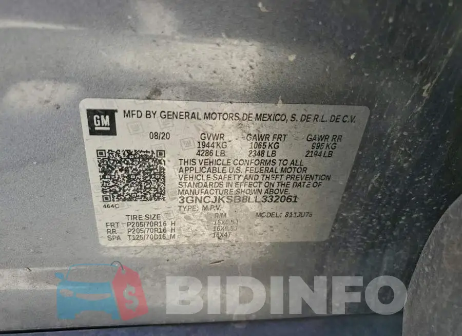 3GNCJKSB8LL332061 Photo# 12
