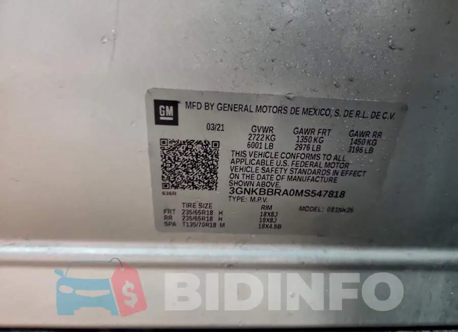 3GNKBBRA0MS547818 Photo# 13