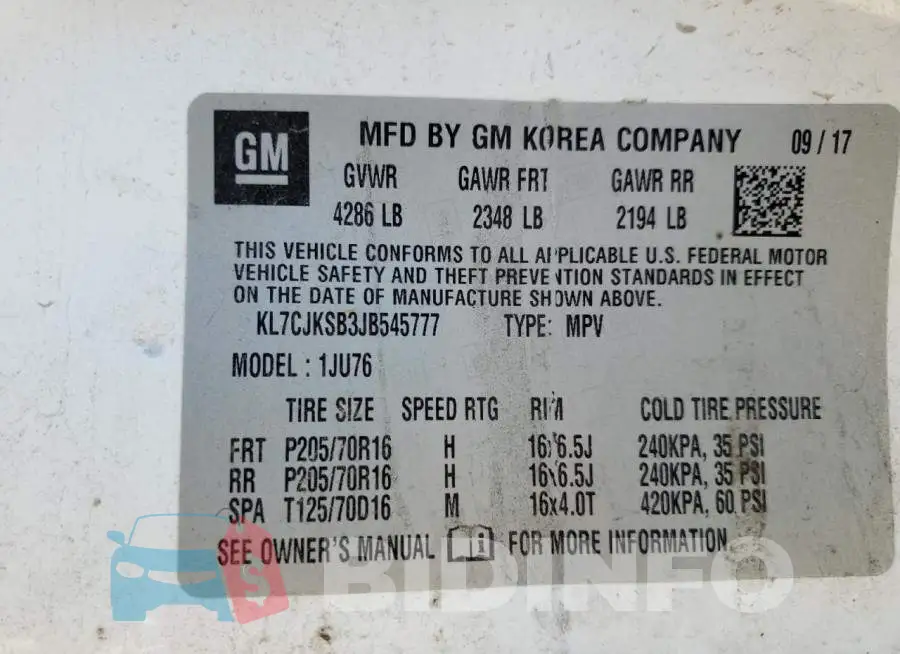 KL7CJKSB3JB545777 Photo# 13