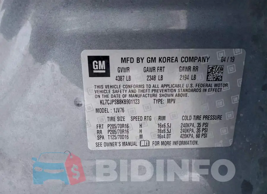 KL7CJPSB8KB901123 Photo# 13