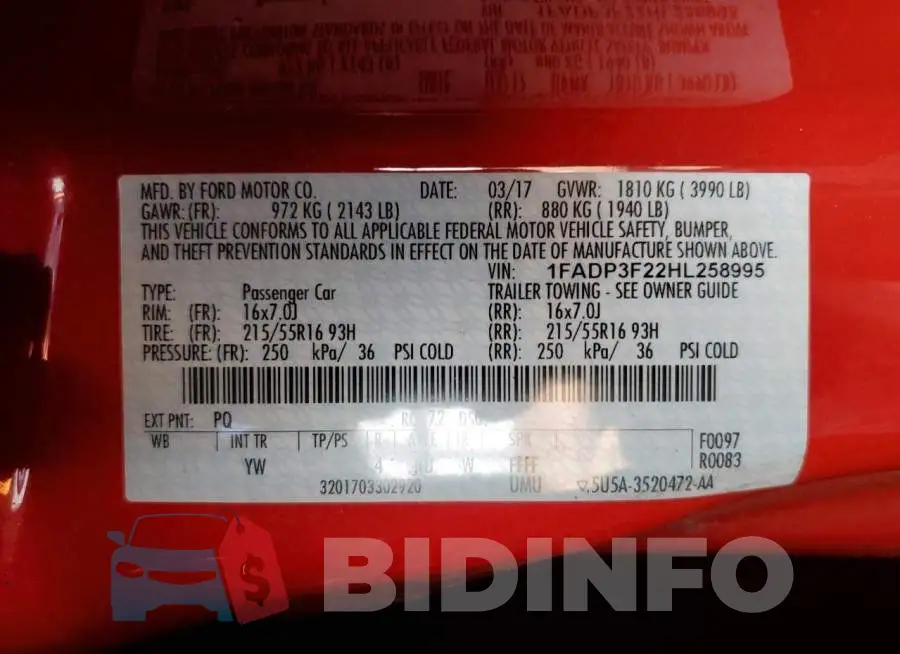 1FADP3F22HL258995 Photo# 12
