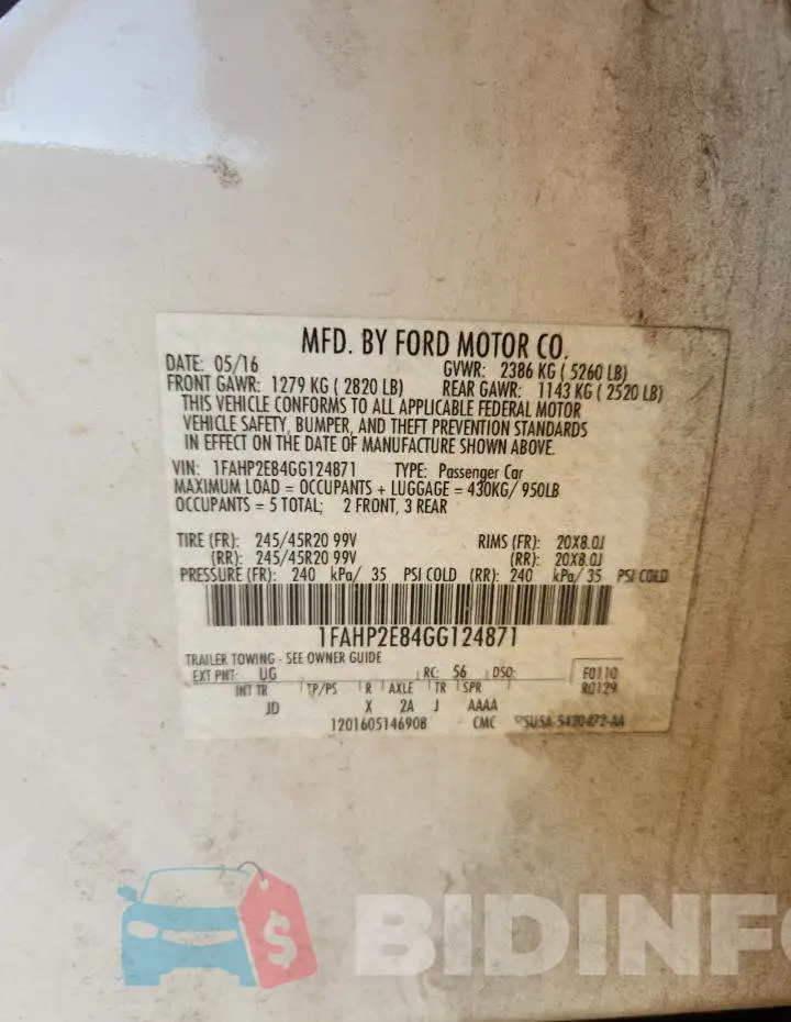 1FAHP2E84GG124871 Photo# 12