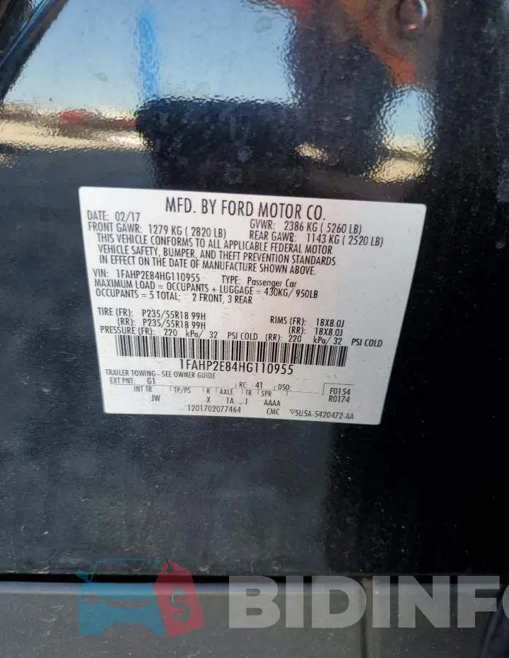 1FAHP2E84HG110955 Photo# 12