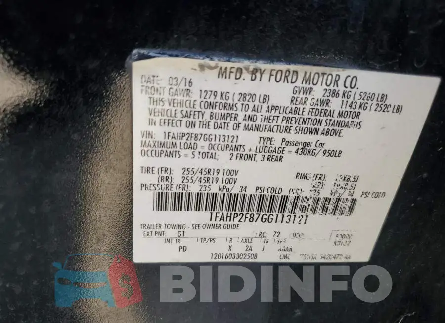 1FAHP2F87GG113121 Photo# 12
