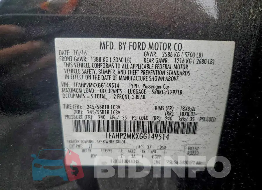 1FAHP2MKXGG149514 Photo# 12
