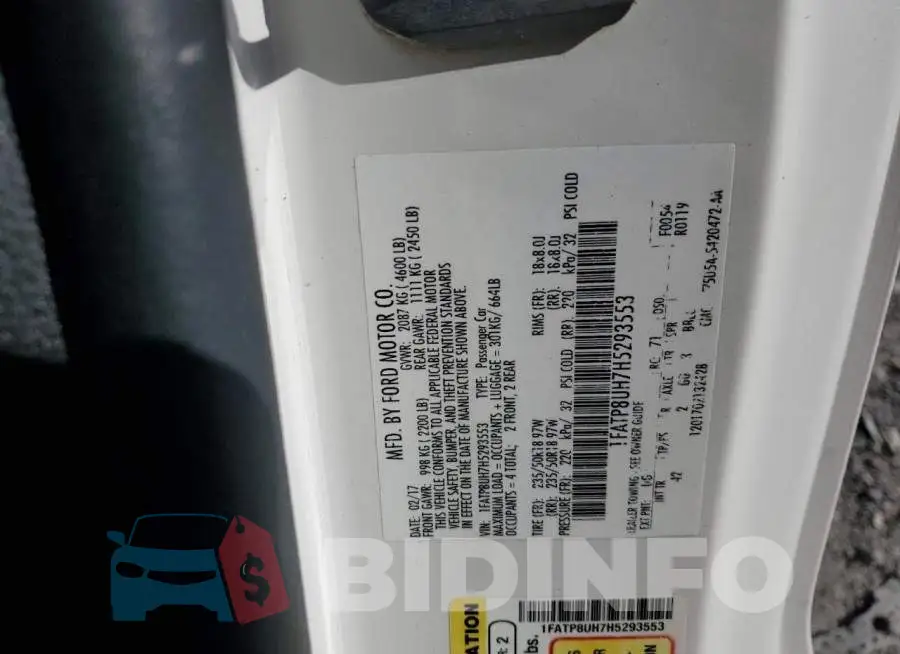 1FATP8UH7H5293553 Photo# 12