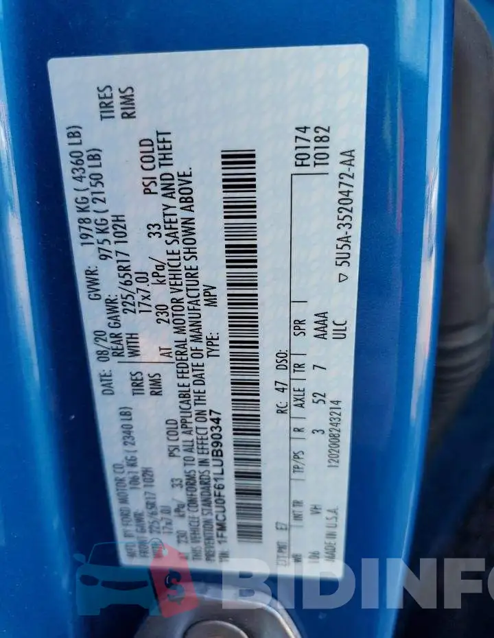 1FMCU0F61LUB90347 Photo# 13