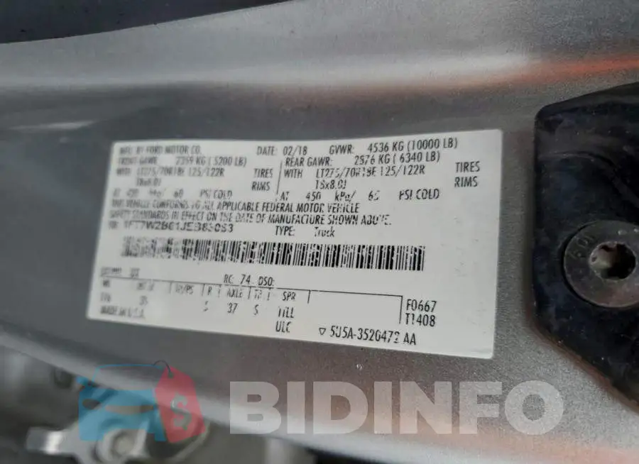 1FT7W2B61JEB83083 Photo# 12