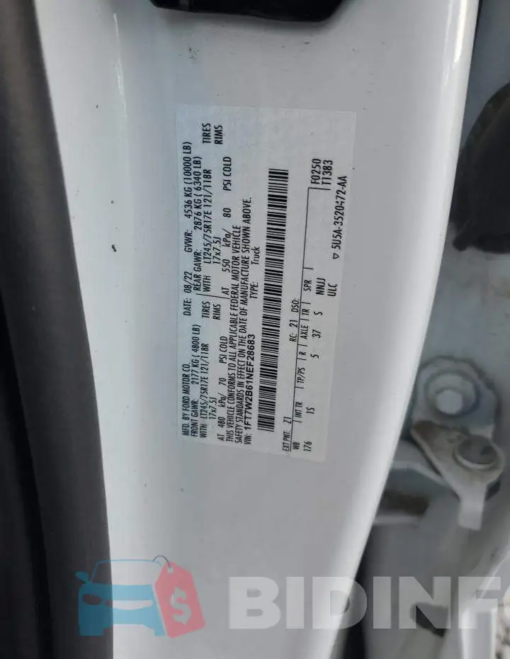 1FT7W2B61NEF28683 Photo# 12