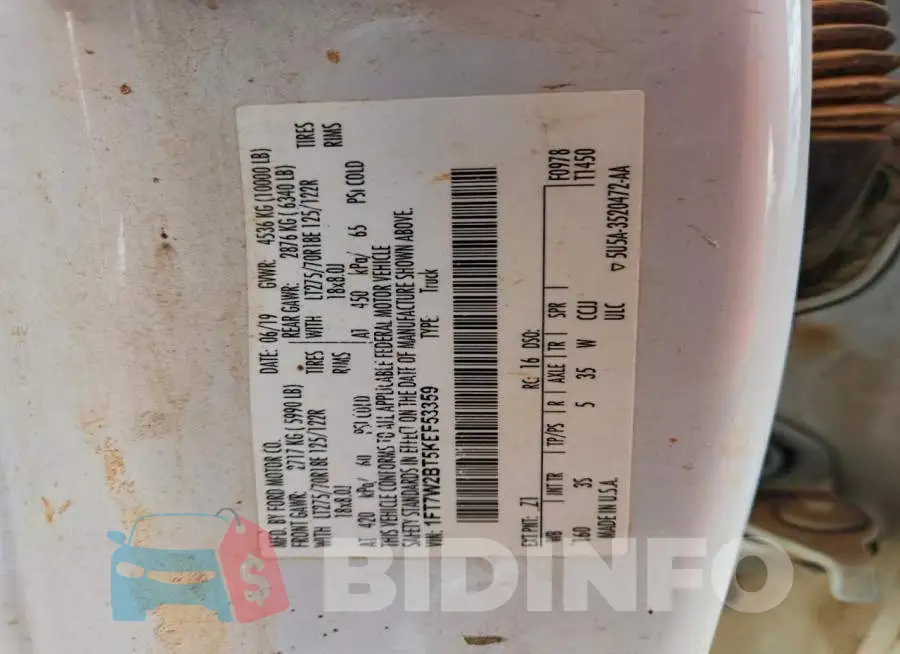 1FT7W2BT5KEF53359 Photo# 12