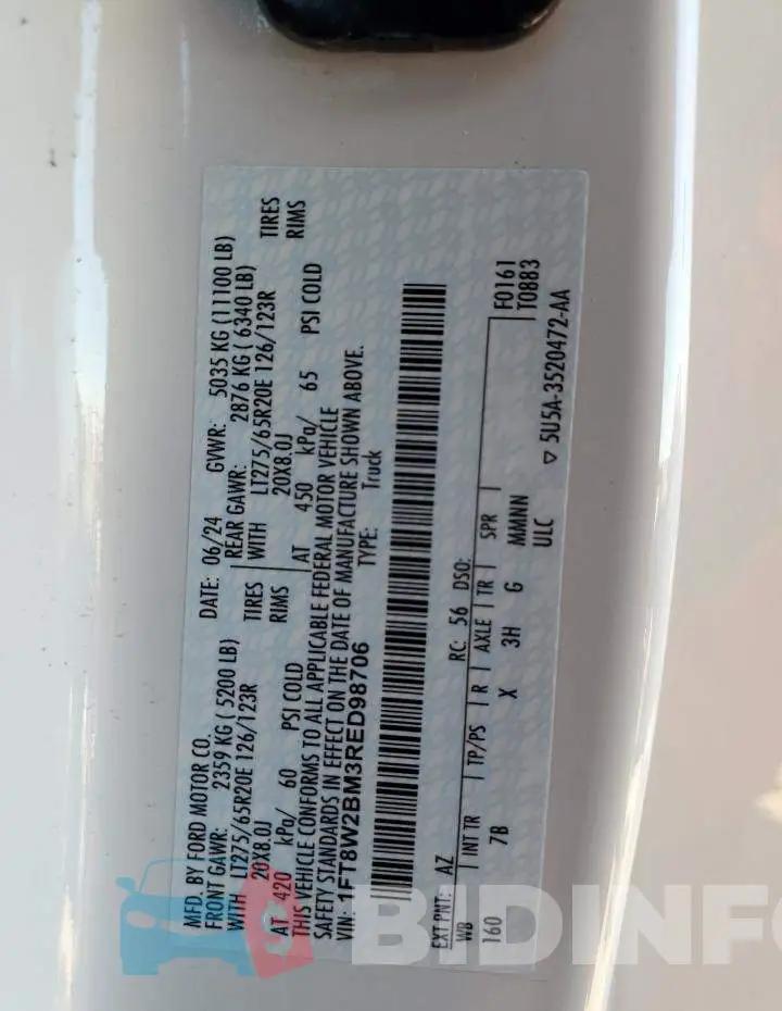 1FT8W2BM3RED98706 Photo# 12