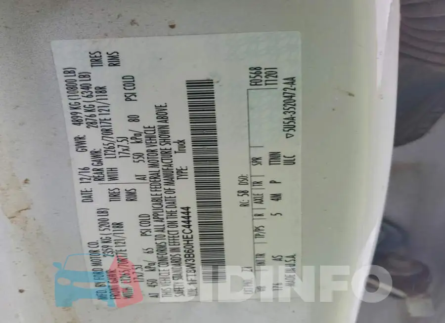 1FT8W3B60HEC44444 Photo# 12