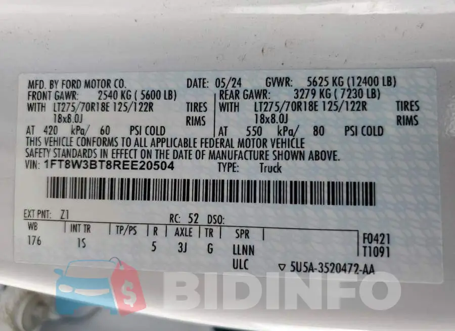 1FT8W3BT8REE20504 Photo# 13