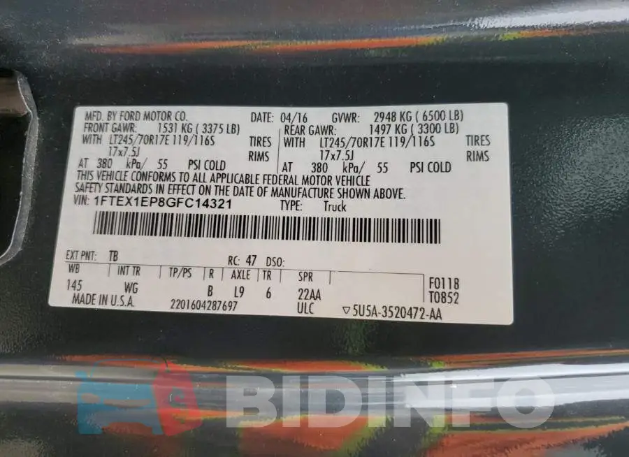 1FTEX1EP8GFC14321 Photo# 13