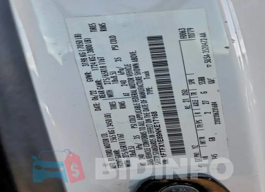 1FTFX1E89NKE17168 Photo# 12