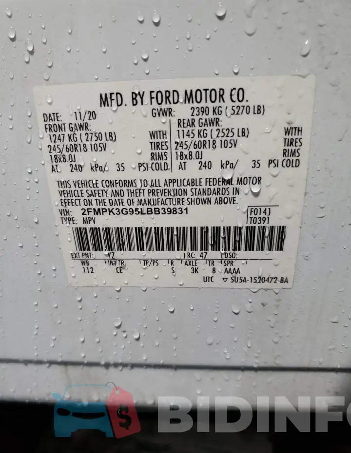 2FMPK3G95LBB39831 Photo# 13