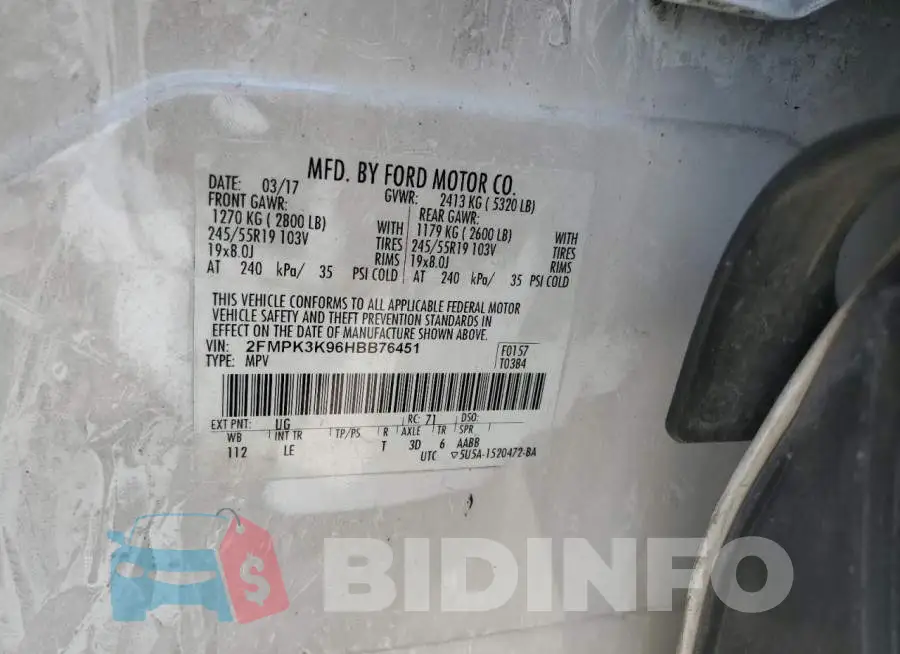 2FMPK3K96HBB76451 Photo# 12