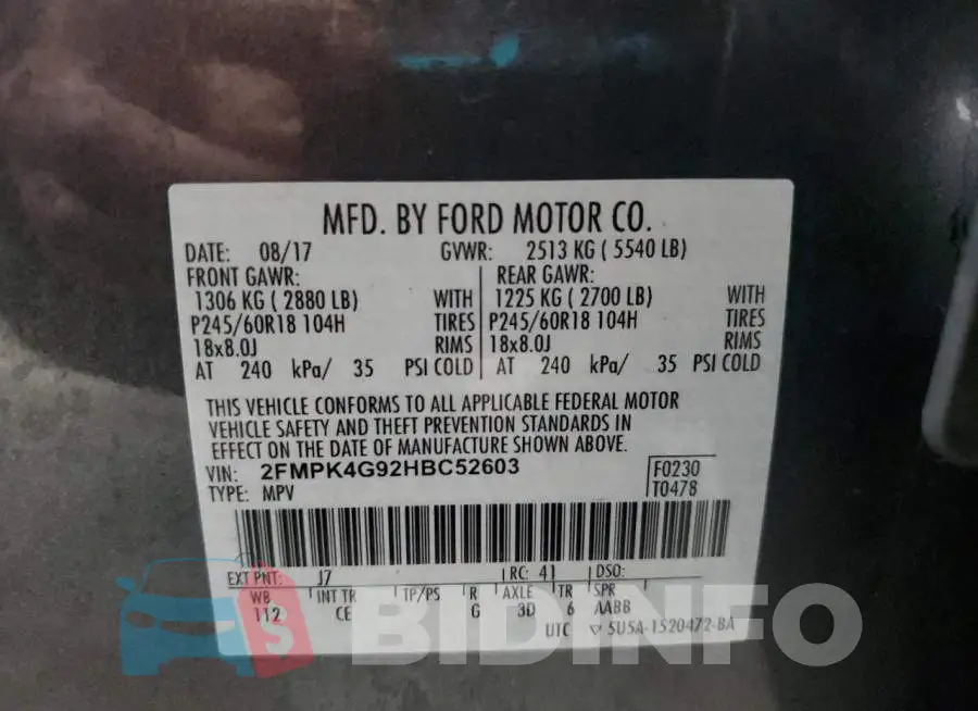 2FMPK4G92HBC52603 Photo# 14