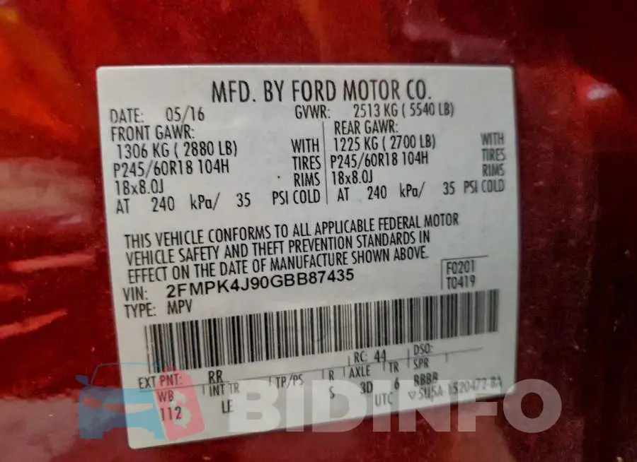 2FMPK4J90GBB87435 Photo# 13