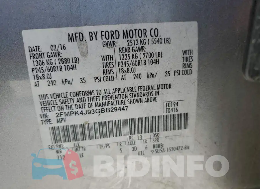 2FMPK4J93GBB29447 Photo# 13