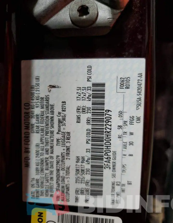 3FA6P0HD0HR229079 Photo# 12