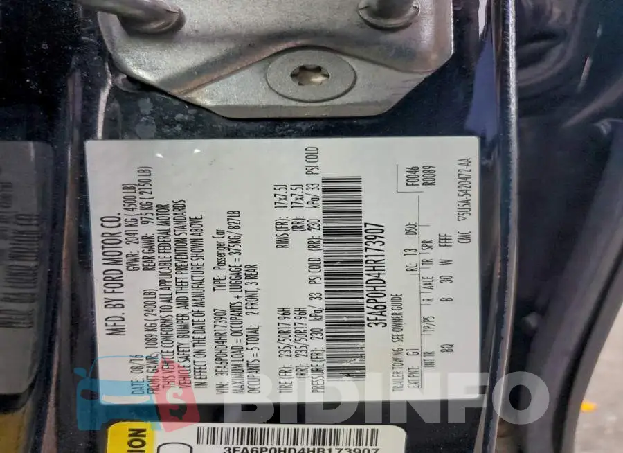 3FA6P0HD4HR173907 Photo# 12
