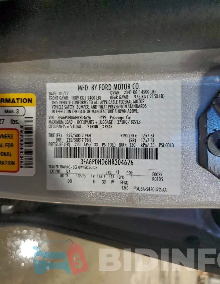 3FA6P0HD6HR304626 Photo# 12
