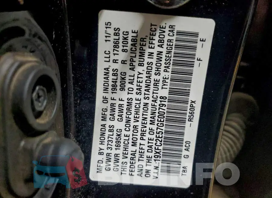 19XFC2E57GE007918 Photo# 12