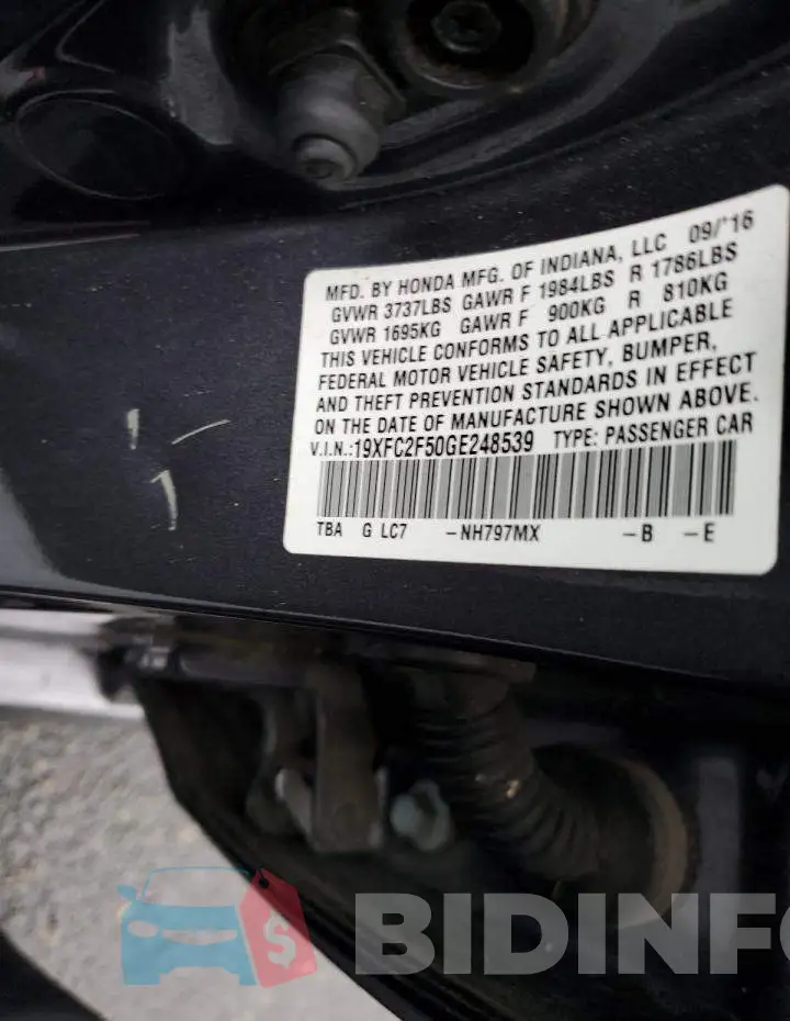19XFC2F50GE248539 Photo# 12