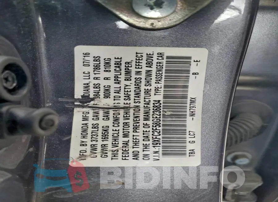 19XFC2F58GE236834 Photo# 13