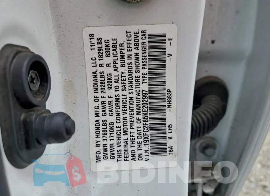 19XFC2F85KE202997 Photo# 12