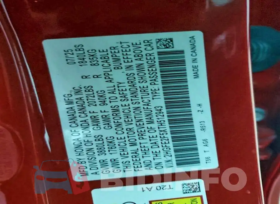 2HGFE2F5XTH512943 Photo# 13