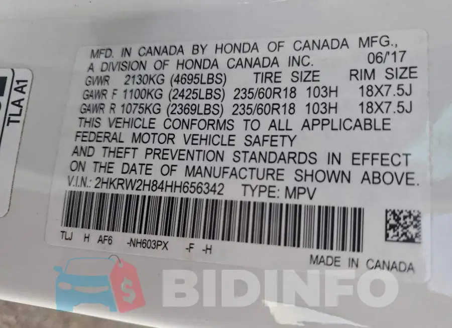 2HKRW2H84HH656342 Photo# 13